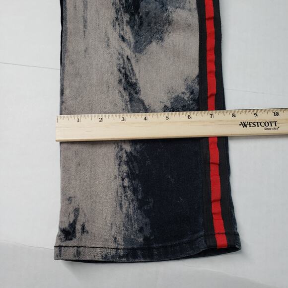 Stitches & Rivets Jeans Mens 42x30 Black Moto Bleached Racing Stripe Skinny - Picture 11 of 16